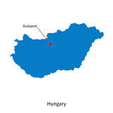 Detailed vector map of Hungary and capital city Budapest