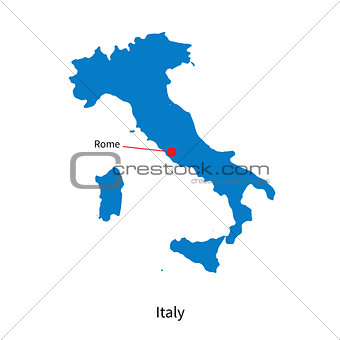 Detailed vector map of Italy and capital city Rome