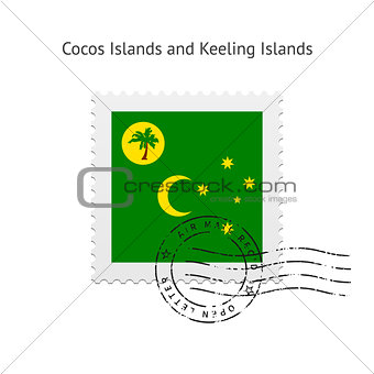 Cocos Islands and Keeling Islands Flag Postage Stamp.