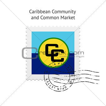 Caribbean Community and Common Market Flag Postage Stamp.