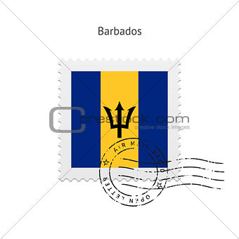 Barbados Flag Postage Stamp.