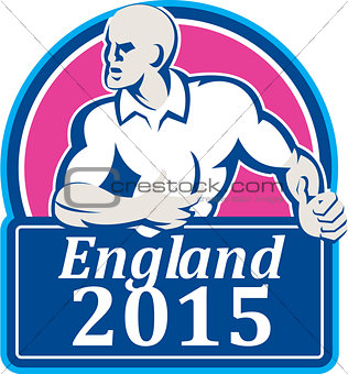 Rugby Player Running Ball England 2015 Retro