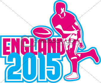 Rugby Player Passing Ball England 2015 Retro