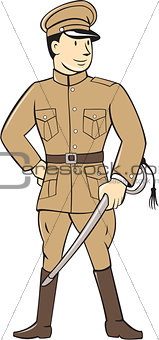 World War One British Officer Standing Cartoon 