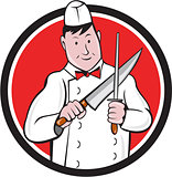 Butcher Sharpening Knife Circle Cartoon
