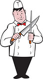 Butcher Sharpening Knife Cartoon