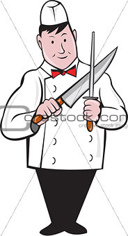 Butcher Sharpening Knife Cartoon