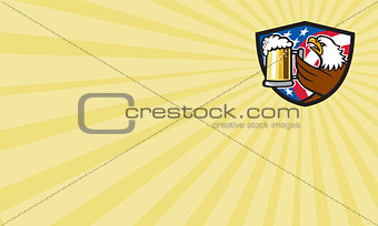 Bald Eagle Hoisting Beer Stein USA Flag Crest Retro Business card