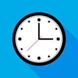 Clock icon , Vector illustration flat design with long shadow