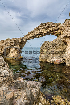 Natural arch over water in Costa Brava, Spain