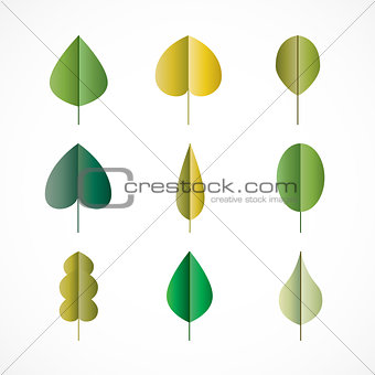 Green vector leaves simple icons