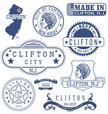 Clifton city, NJ, generic stamps and signs