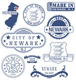Newark city, NJ, generic stamps and signs