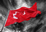 Waving flag of Turkey with flagpole