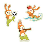 Three sport hares