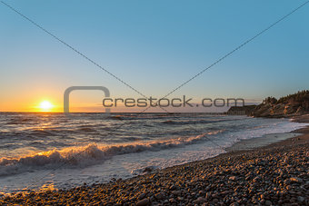 Ocean shore at sunset