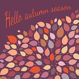 Colorful autumn leaves and text.