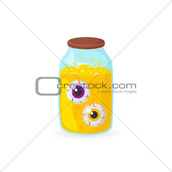 Eyeballs in glass jar.