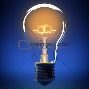 Bulb light puzzle 3D rendering