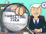 Marketing Idea through Magnifier. Doodle Style.