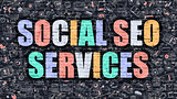 Social SEO Services Concept with Doodle Design Icons.