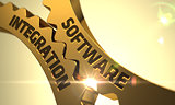 Software Integration Concept. Golden Cogwheels.