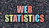 Multicolor Web Statistics on Dark Brickwall. Doodle Style.
