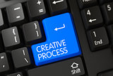 Creative Process CloseUp of Blue Keyboard Key.