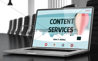 Landing Page of Laptop with Content Services Concept.