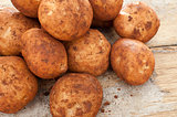 Freshly harvested whole fresh potatoes