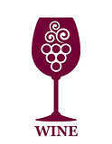 wine glass icon with grapes