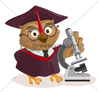 Owl teacher and microscope