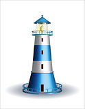 Blue lighthouse isolated on white