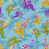Vintage pattern of colored spring flowers