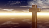christian cross under cloudy sky - 3d rendering