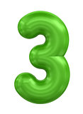 three-dimensional number in green