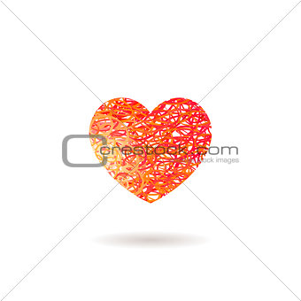 Hand drawn Heart symbol. Vector calligraphy Red symbol