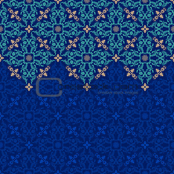 Vector seamless border pattern oriental ornament for design