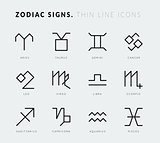 Zodiac signs. Thin line vector icons
