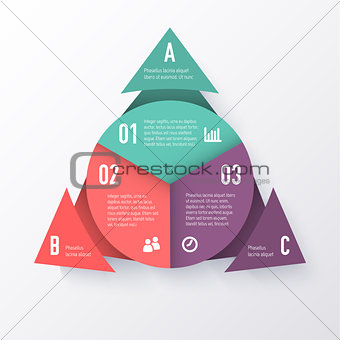 Vector elements for infographics. Template of a pie chart with triangle arrows.