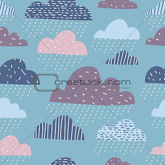 Cute funny clouds seamless pattern