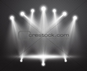 Realistic stage lighting vector background