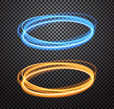 Round neon light trail vector special effects set
