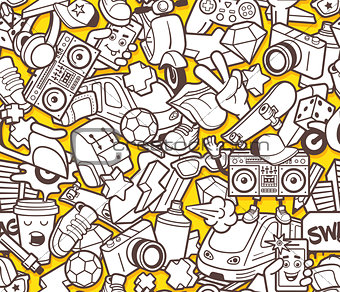 Graffiti seamless pattern for adult coloring book