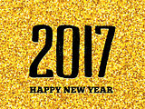 New Year 2017 greeting card with gold glittering