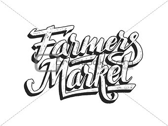 Farmers market hand lettering isolated on white