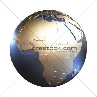 Africa on golden metallic Earth