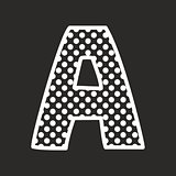 A vector alphabet letter with white polka dots on black background