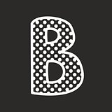 B vector alphabet letter with white polka dots on black background