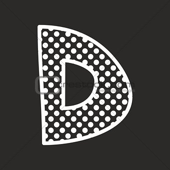 D vector alphabet letter with white polka dots on black background